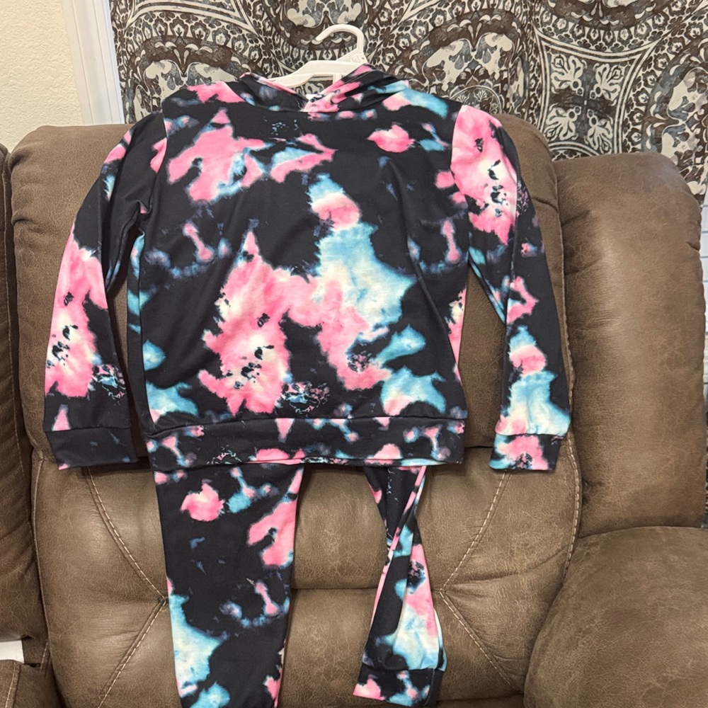 Kids Tie-Dye Pajama Set - Pink, Blue, and Black
